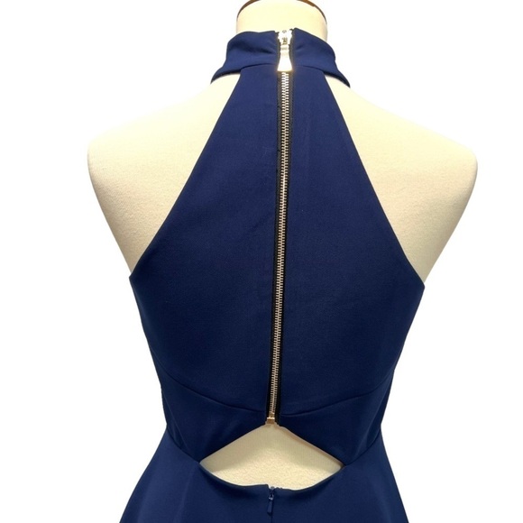 Jay Godfrey Navy Blue Cutout Halter Neck Skater Cocktail Dress Women’s 4 - Picture 9 of 14